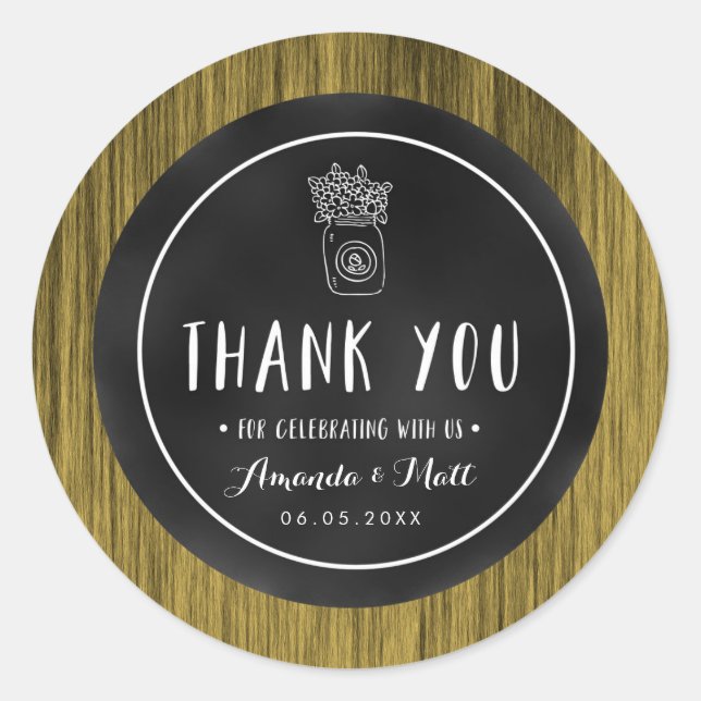 Pegatinas de casamiento rustico personalizado de m (Anverso)