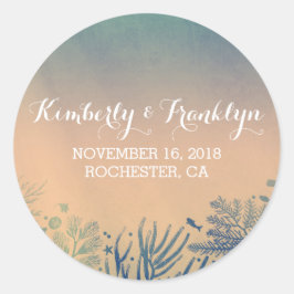 Pegatinas de casamiento submarino azul y Verde azu