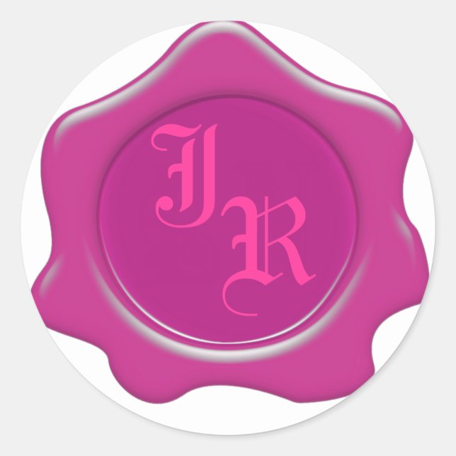 Pegatinas de casquillo de lino rosado monograma (Anverso)