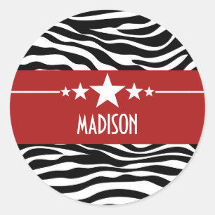 Pegatinas de Cebra Estrella Roja