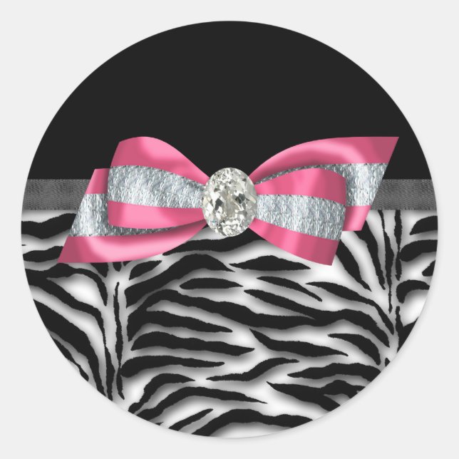 Pegatinas de cebra rosa elegantes (Anverso)