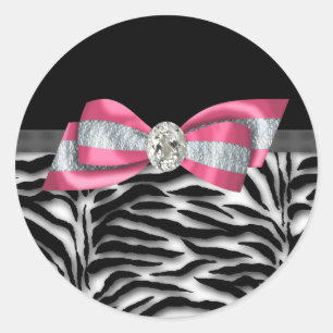 Pegatinas de cebra rosa elegantes