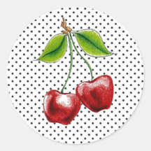 Pegatinas de cerezas de lunares (hoja de 20)