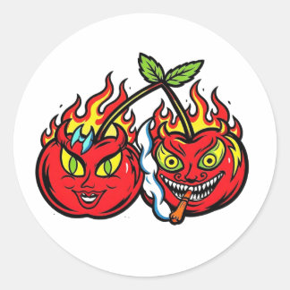 Pegatinas de Cerezas Malvadas en Llamas - Arte de