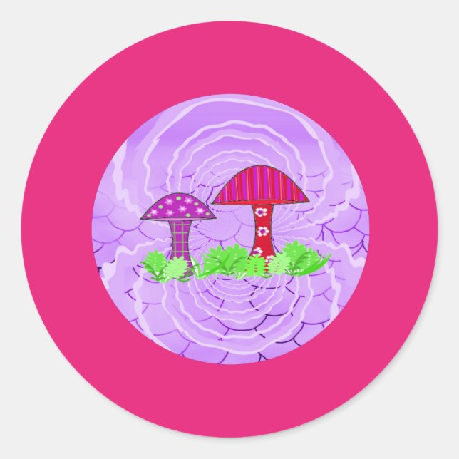 Pegatinas de champiñones rosas (Anverso)