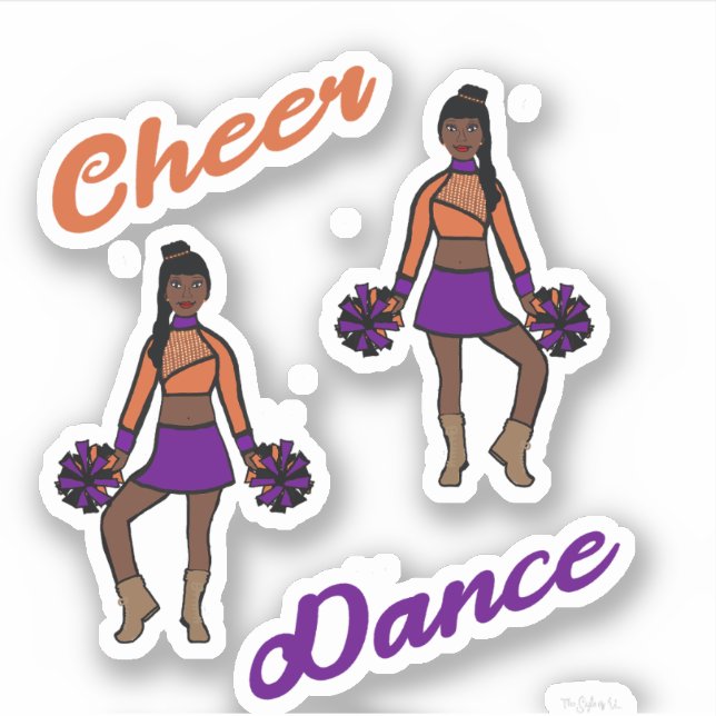 Pegatinas de Cheer Dance Pom (Naranja Púrpura) (Anverso)