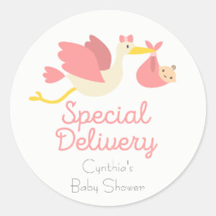 Pegatinas de chica Stork Baby Shower