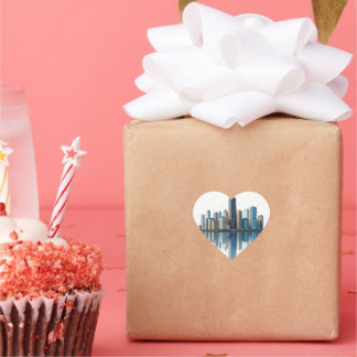 Pegatinas de Chicago Skyline Heart