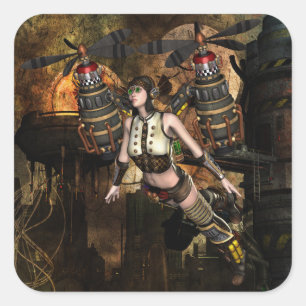 pegatinas de chicas voladores de steampunk