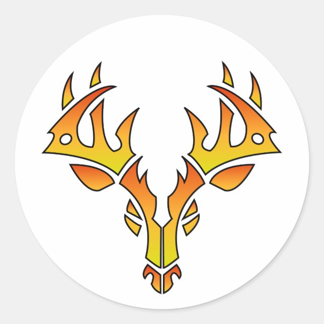 Pegatinas de ciervos tribales (fuego) (Anverso)