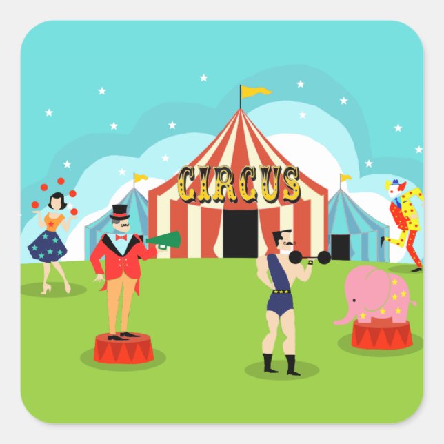 Pegatinas de circo de época (Anverso)