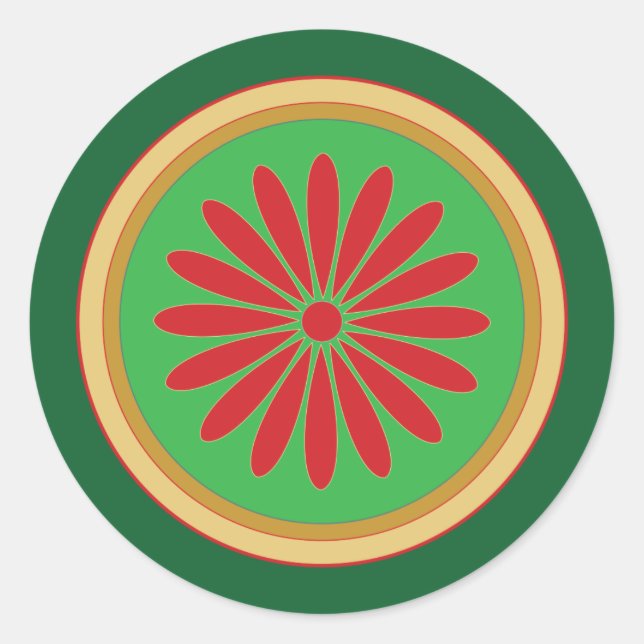 Pegatinas de círculo estilizadas de Navidad retro  (Anverso)