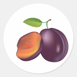 Pegatinas de ciruelas abiertas en rodajas