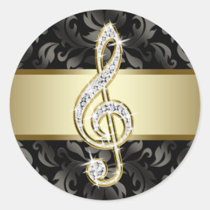 Pegatinas de clave de sol elegantes de oro negro