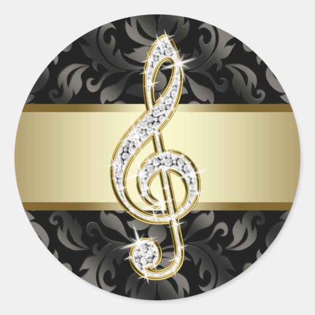 Pegatinas de clave de sol elegantes de oro negro (Anverso)
