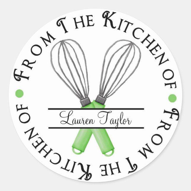 Pegatinas de cocina de Whisk Baking Personalized (Anverso)
