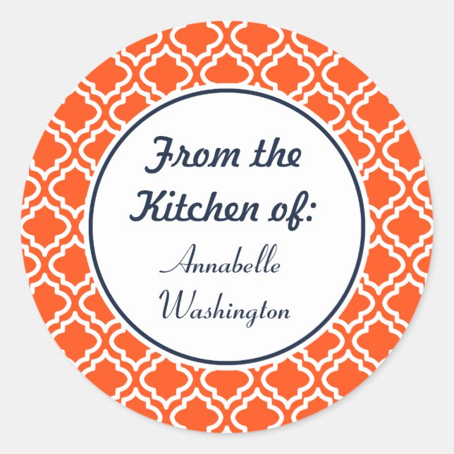 Pegatinas de cocina naranjas personalizadas (Anverso)