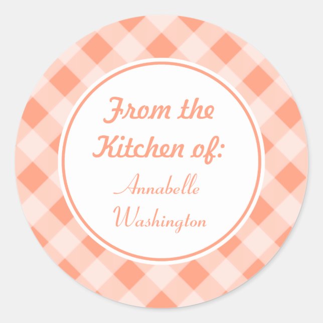 Pegatinas de cocina personalizadas de melocotón (Anverso)