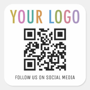 Pegatinas de Código QR Cuadrado con Logo Redes Soc