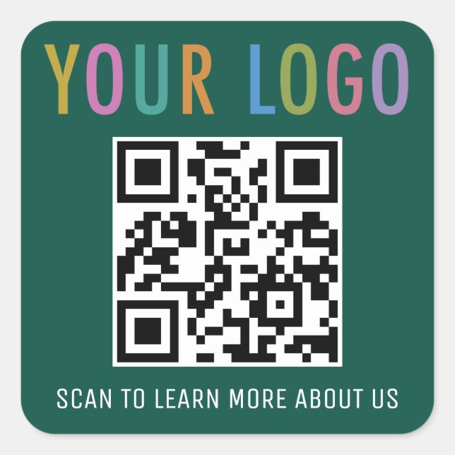 Pegatinas de código QR verde Personalizado logotip (Anverso)