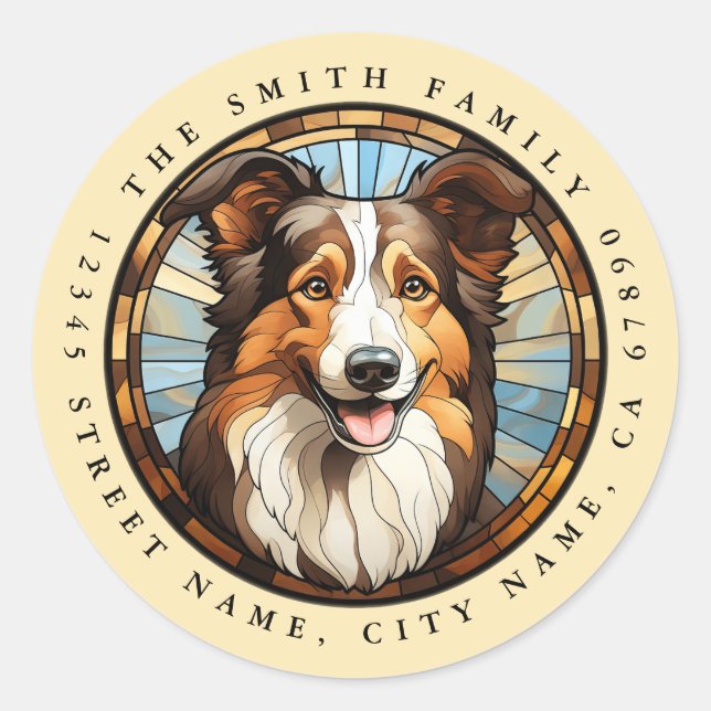 Pegatinas de Collie Round (Anverso)