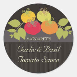 Pegatinas de comida con albahaca de tomates colori