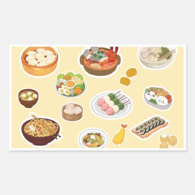 Pegatinas de comida tema comida asiática (Anverso)
