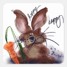 Pegatinas de conejito de acuarela Hoppy Happy East