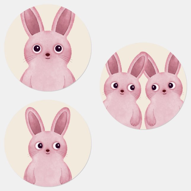Pegatinas de conejitos rosados pequeños (Grupo)