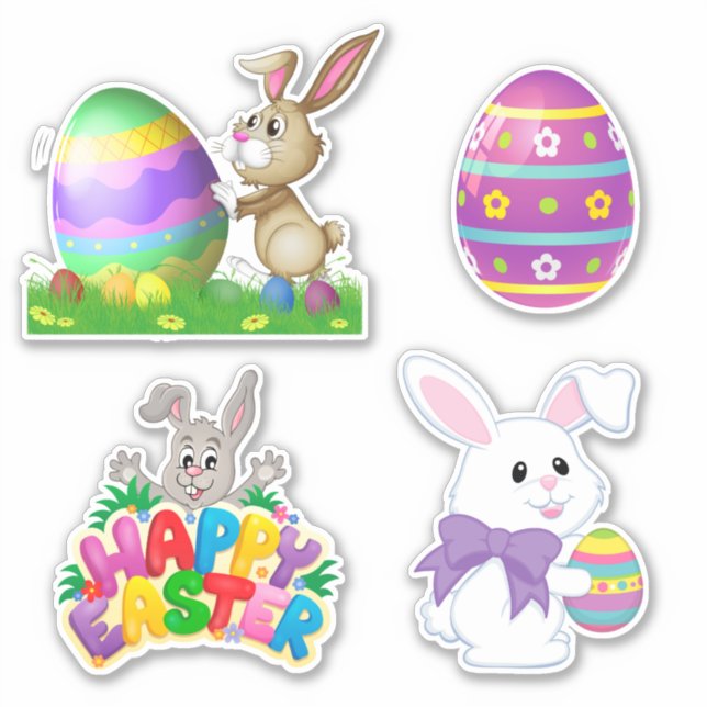Pegatinas de conejo conejo conejo de pascua Person (Anverso)