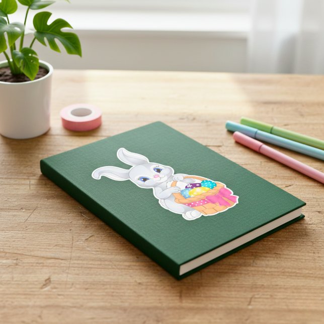 Pegatinas de Conejo de Pascua Personalizado Clásic (Classic Cartoon Easter Bunny Stickers)