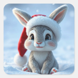 Pegatinas de conejo de Santa Hat