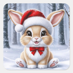 Pegatinas de conejo de Santa Hat