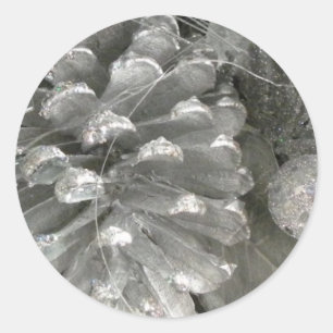 Pegatinas de cono de pino plateado