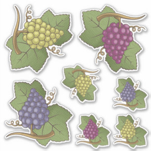 Pegatinas de contorno de conjunto de iconos de uva