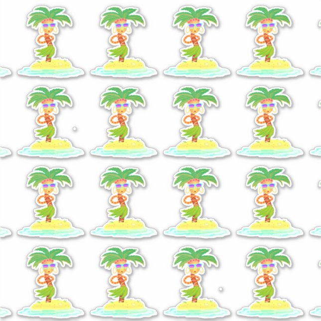 Pegatinas de contorno de Hula Palm (hoja) (Anverso)