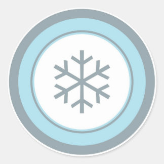 Pegatinas de copos de nieve de círculo gris azul