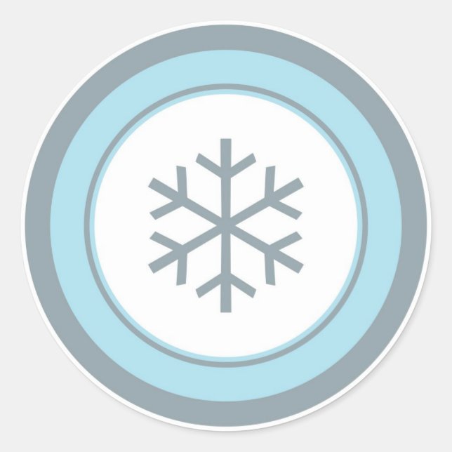 Pegatinas de copos de nieve de círculo gris azul (Anverso)