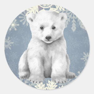 Pegatinas de copos de nieve de oso polar blanco