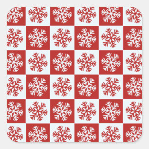 Pegatinas de copos de nieve de tablero blanco rojo
