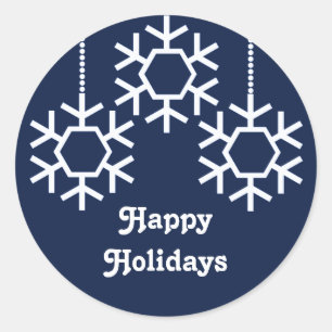 Pegatinas de copos de nieve en caída, azul oscuro