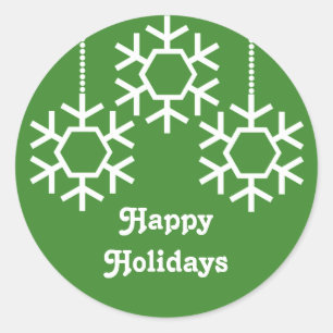 Pegatinas de copos de nieve en caída, verde brilla