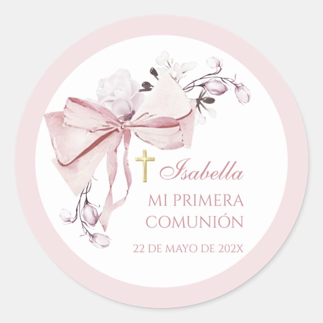 Pegatinas de Coquette Primera Comunión Favor (Anverso)