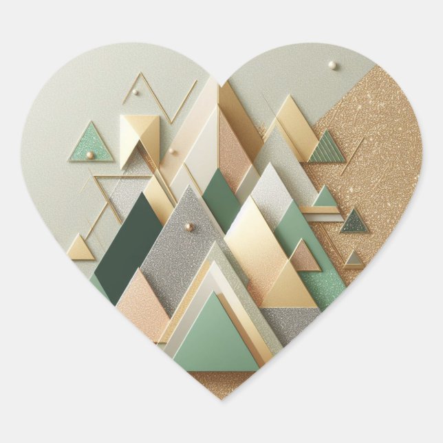 Pegatinas de corazón abstracto de brillo de triáng (Anverso)