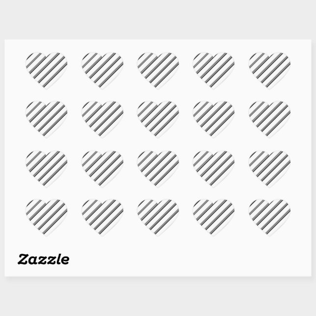 Pegatinas de corazón con franjas diagonales blanca (Hoja)