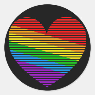 Pegatinas de corazón con rayas de arcoíris de Core