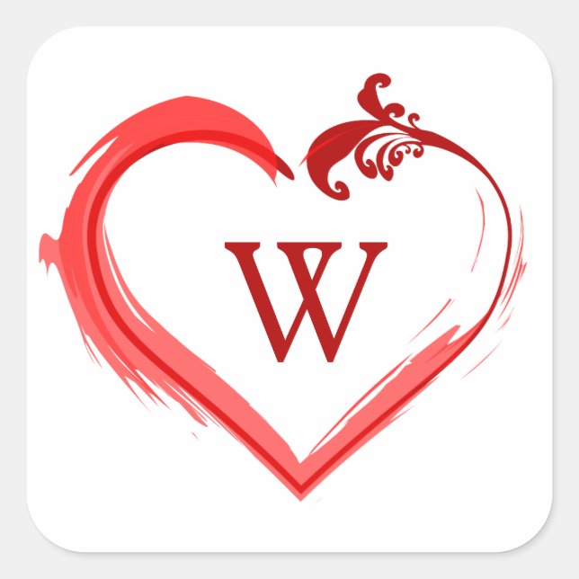Pegatinas de corazón con swoosh rojo y monograma i (Anverso)