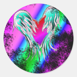 pegatinas de corazón de alas azules