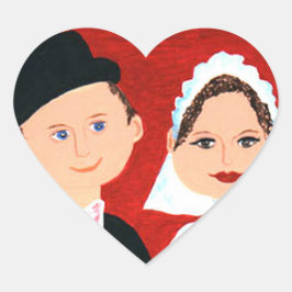 Pegatinas de Corazón de Boda de Cute Bride y Groom