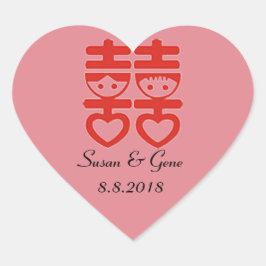 Pegatinas de corazón de Bodas chinos